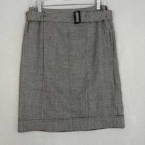 Talbots Skirt Women's Size 2 Black and White Checkered Pencil Skirt Wool Blend